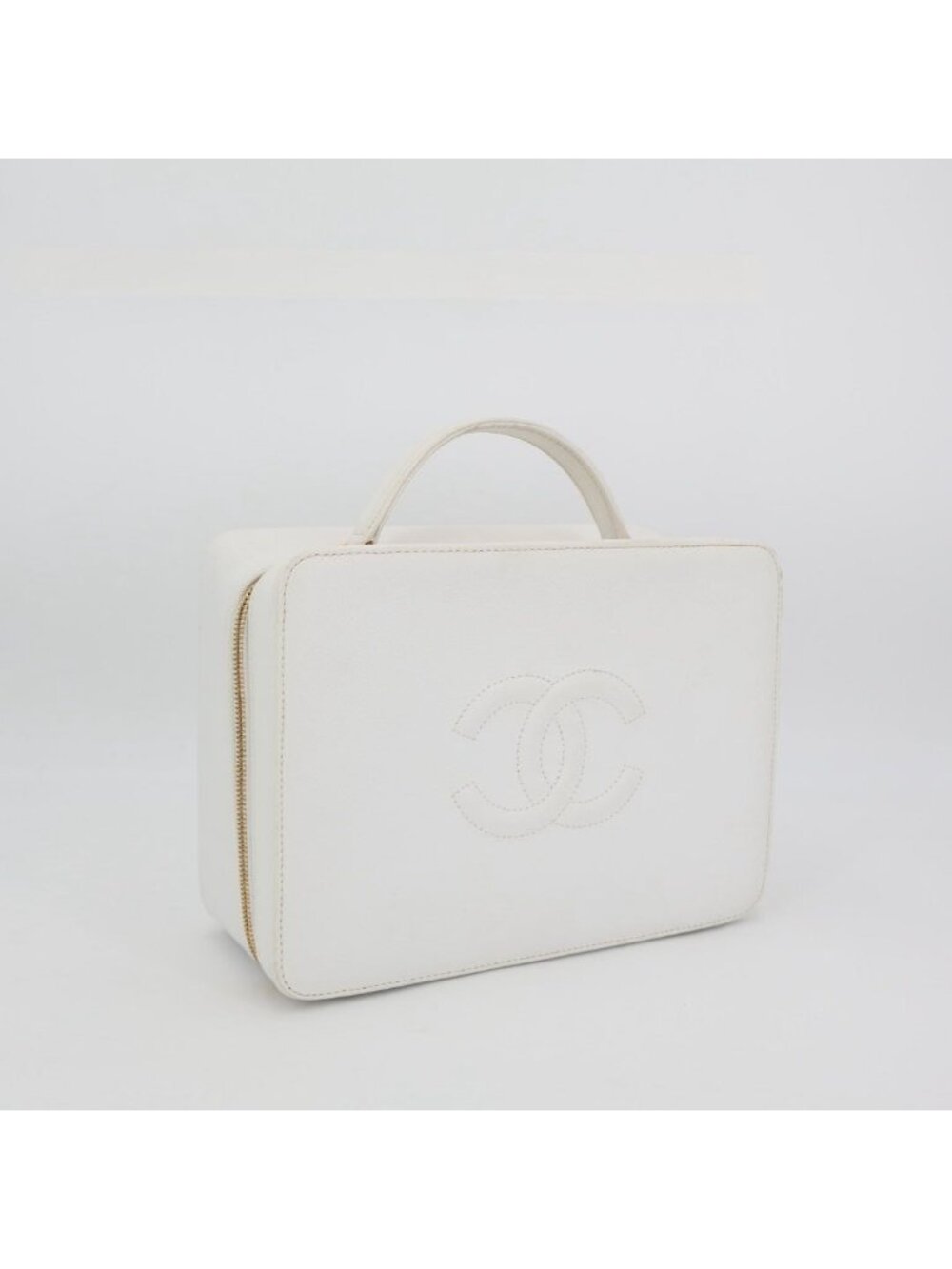 Chanel Shoulder Bag Stand Caviar Leather CC Logo 2-Way